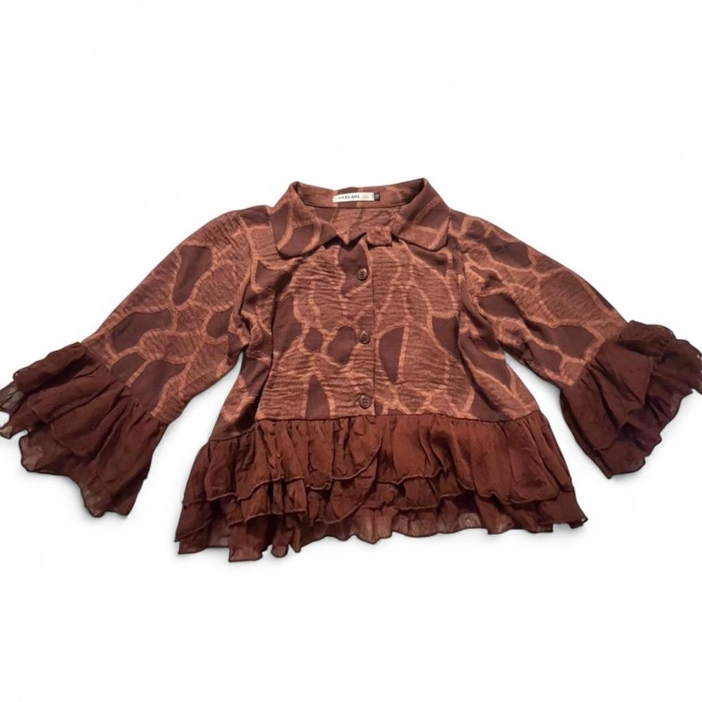 Brown Ruffled Blouse - Picture 2 of 4